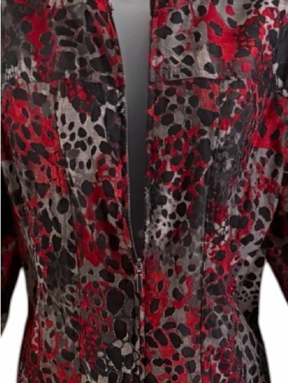 Ruby Rd. Abstract Red Black Animal Print Lightweight Jacket - Picture 5 of 9